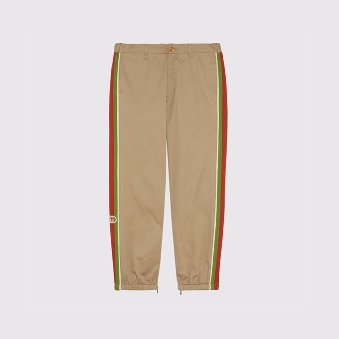 gucci web‑stripe cotton jogger trousers